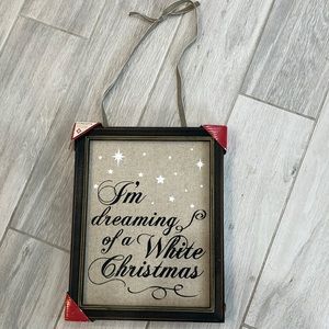 Canvas "I'm Dreaming Of A White‎ Christmas"  Black Distressed Frame 9x12- NWT